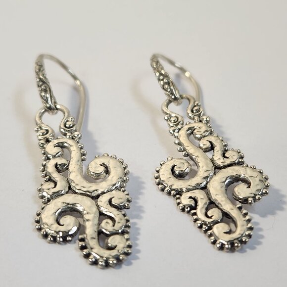 NIB VTG 5.60g GORGEOUS 925 Swirl Dangle Artisian Bali Hook Earrings - Picture 8 of 14